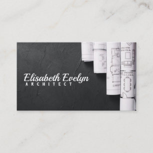 Blueprints on black table business card