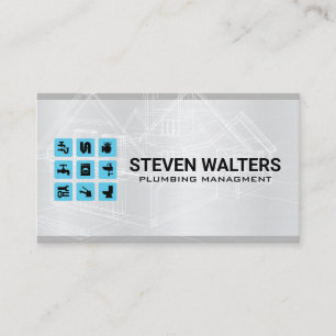 Blueprints   Plumbing Icons Business Card