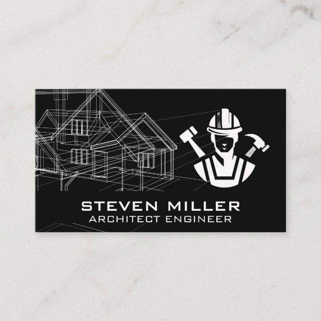 Blueprints Schematics | Architect | Engineer Business Card (Front)