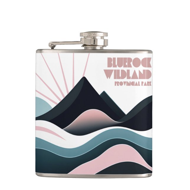 Bluerock Wildland Provincial Park Coloured Hills Hip Flask (Front)