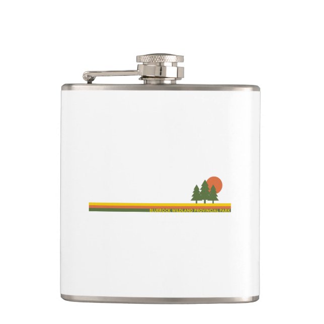 Bluerock Wildland Provincial Park Pine Trees Sun Hip Flask (Front)
