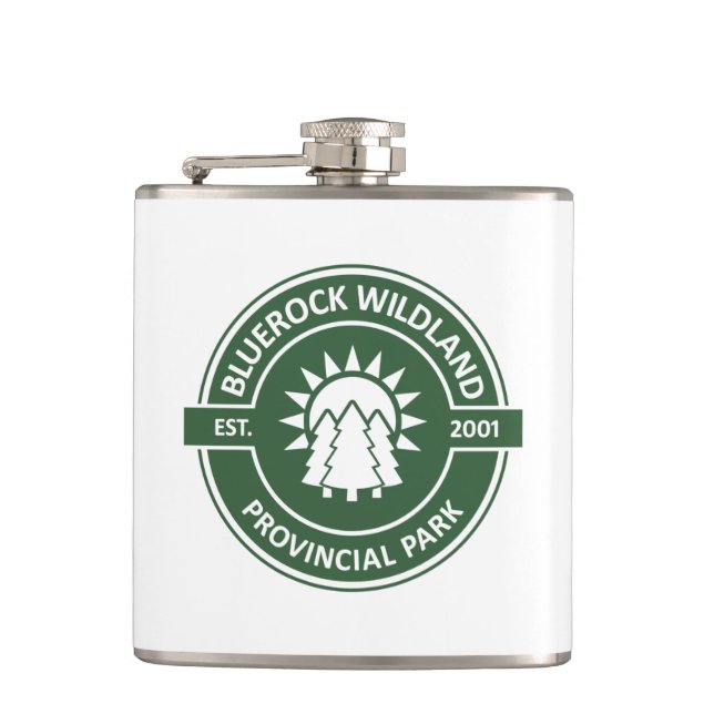 Bluerock Wildland Provincial Park Sun Trees Hip Flask (Front)