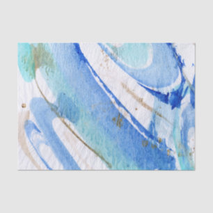Blues 003 Abstract Watercolor Painted Tissue Paper