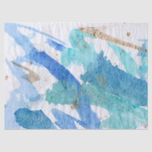 Blues 008 Abstract Watercolor Painted Tissue Paper