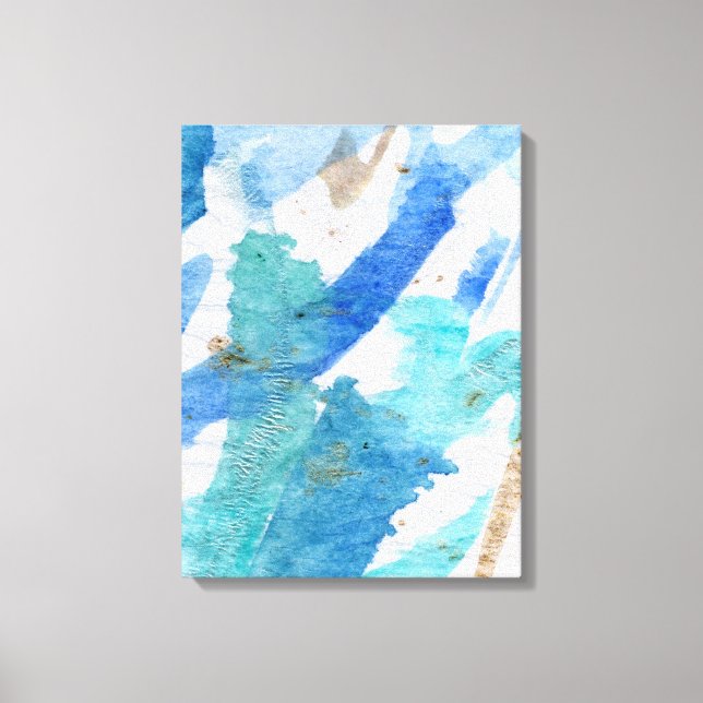 Blues 008 Abstract Watercolour Texture Canvas (Front)