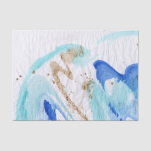 Blues 009 Abstract Watercolor Painted Tissue Paper