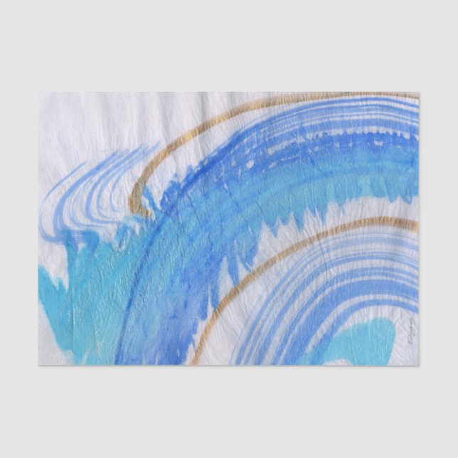 Blues 016 Abstract Watercolor Painted Tissue Paper (Front)