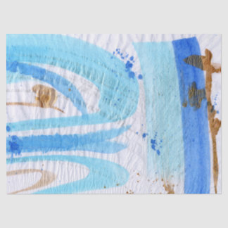 Blues 018 Abstract Watercolor Painted Tissue Paper