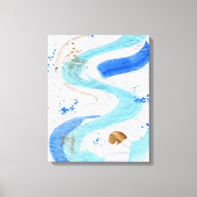 Blues 030 Abstract Watercolour Texture Canvas Print (Front)