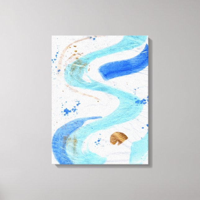 Blues 030 Abstract Watercolour Texture Canvas Print (Front)