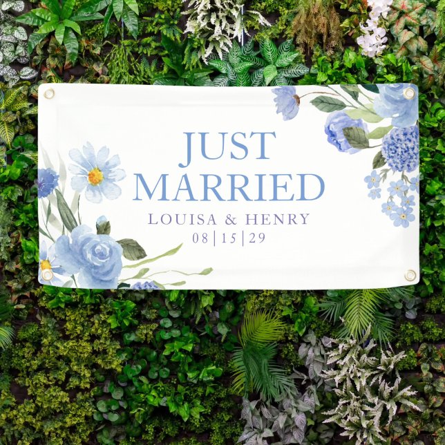 Blues 2 Flowers Just Married Car Banner (Creator Uploaded)