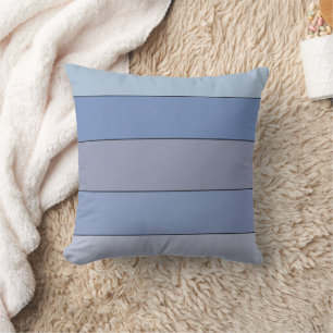 Blues And Greys Colour Stripes On Watercolor Paper Cushion