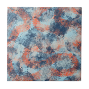 Blues and Oranges Smudged Abstract Throw Pillow Tile