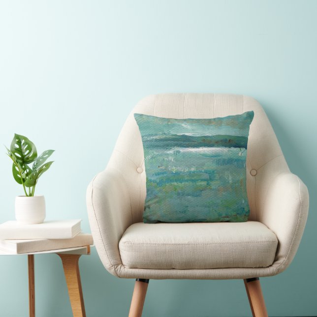 Blues And Teals Abstract Abstract Beach Coastal Cushion (Chair)