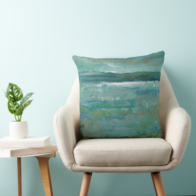 Blues And Teals Abstract Abstract Beach Coastal Th Cushion (Chair)