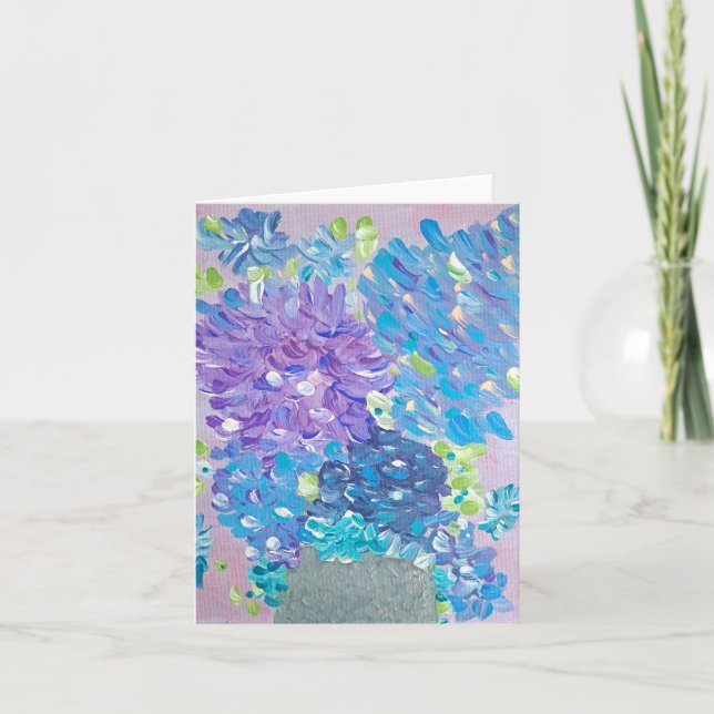 Blues Blossom Floral Note Card (Front)