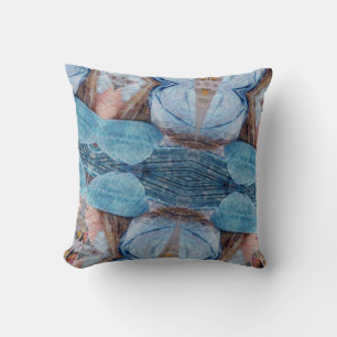 Blues Browns Digital Abstract Art Cushion