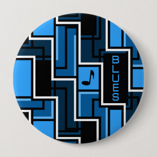 Blues button, huge 10 cm round badge