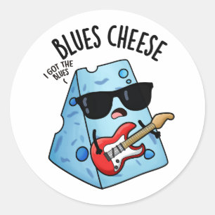 Blues Cheese Funny Food Puns  Classic Round Sticker