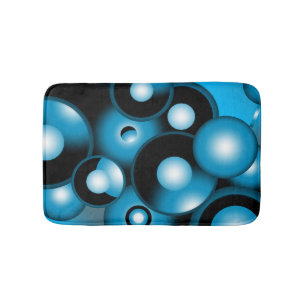 Blues Concentric Circle Orbital Abstract Art  Bath Mat