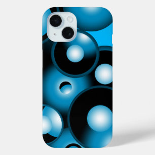Blues Concentric Circle Orbital Abstract Art iPhone 15 Case