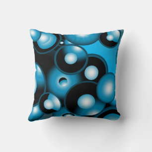 Blues Concentric Circle Orbital Abstract Art Cushion