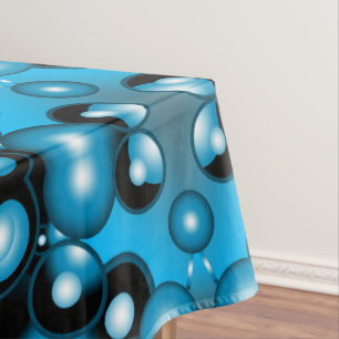 Blues Concentric Circle Orbital Abstract Art Tablecloth