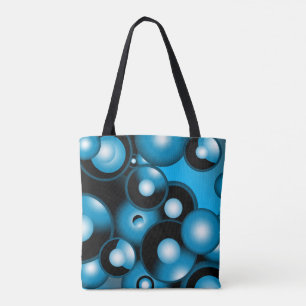 Blues Concentric Circle Orbital Abstract Art Tote Bag