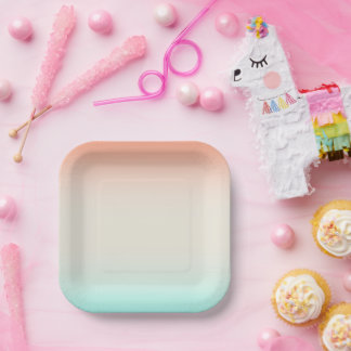 Blues Coral Linen Blends  Paper Plate