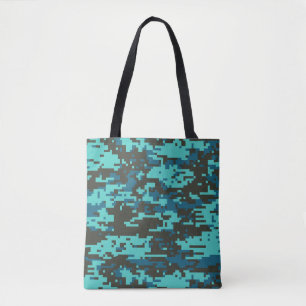 Blues Digital Camo Pattern Tote Bag
