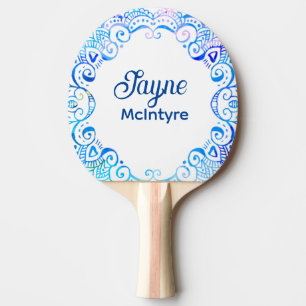 Blues Filigree Circle Tattoo  Ping Pong Paddle