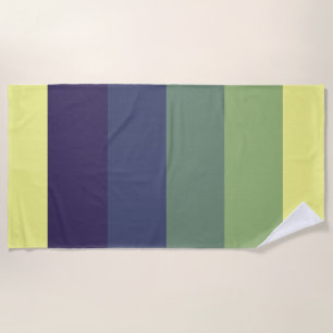 Blues + Greens Colour Block Stripe Beach Towel
