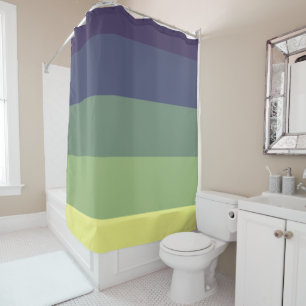 Blues + Greens Colour Block Stripe Shower Curtain