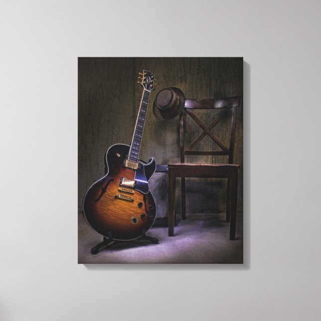 Blues Guitar and Chair Canvas Print (Front)