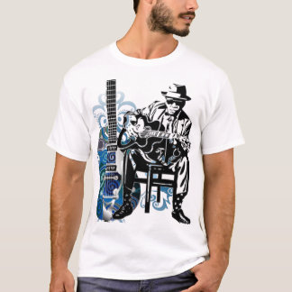 blues guitar music tee shirt light