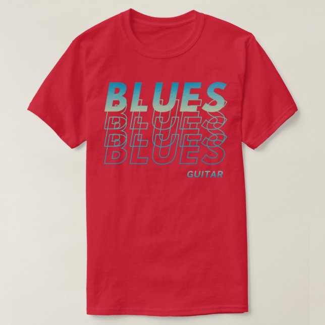 Blues Guitar Repeated Text  T-Shirt (Design Front)