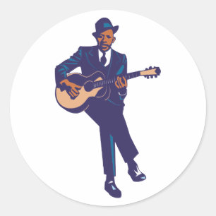 blues guitarist classic round sticker