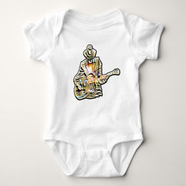 Blues Guitarist – Feel the Music Art Baby Bodysuit (Front)