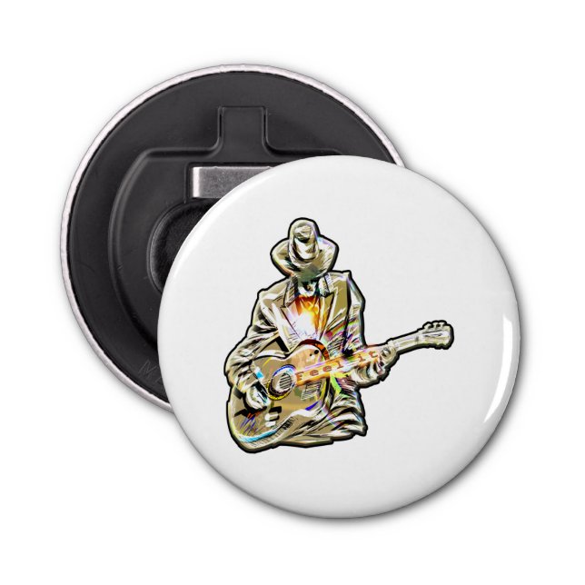 Blues Guitarist – Feel the Music Art Bottle Opener (Front)