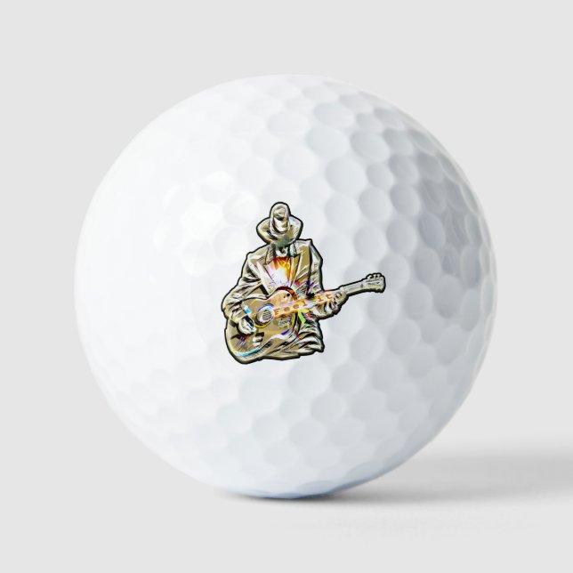 Blues Guitarist – Feel the Music Art Golf Balls (Front)