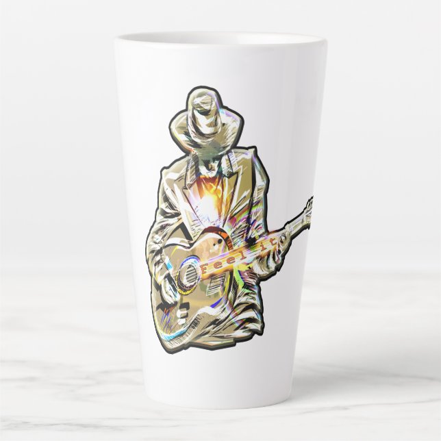 Blues Guitarist – Feel the Music Art Latte Mug (Front)