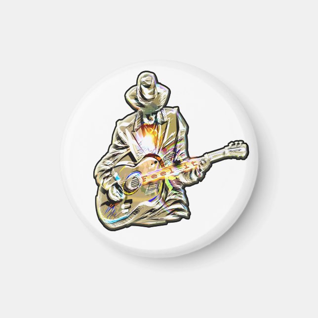 Blues Guitarist – Feel the Music Art Magnet (Front)