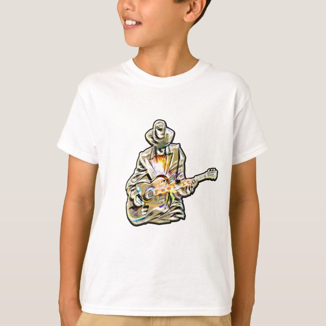 Blues Guitarist – Feel the Music Art T-Shirt (Front)