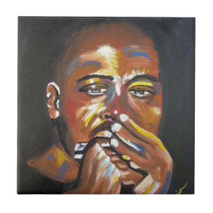 Blues Harmonica Musician African American Art Tile