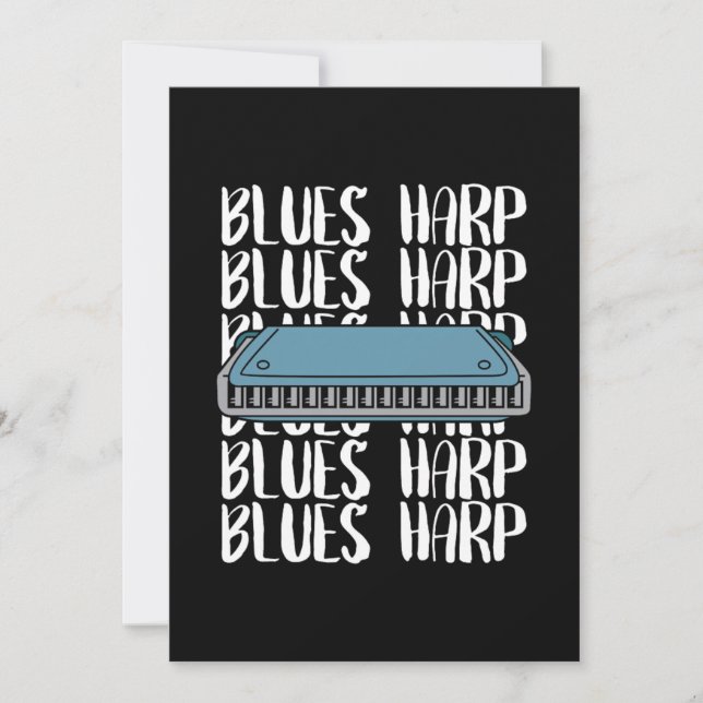Blues Harp Harmonica Music Sound Instrument Gift Invitation (Front)