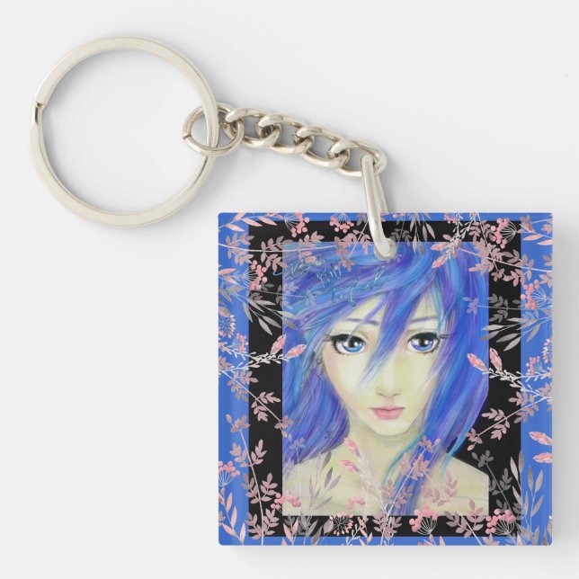 Blues Have It Original Anime Girl Key Ring (Front)