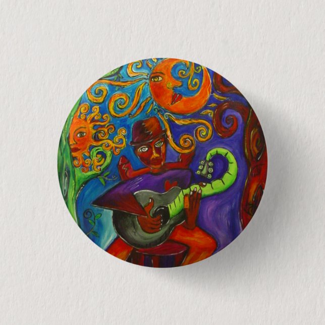 Blues Man   Round Button (Front)