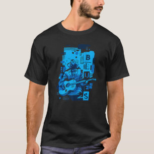 Blues Music Graphic of Bluesman and Guitar T-Shirt