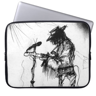 Blues Music Guitar Player and Band on Stage Laptop Sleeve