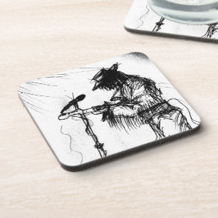 Blues Music Live Band Guitar Sketch Art Coaster